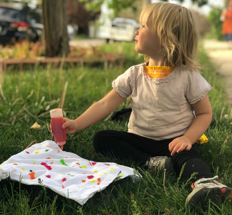 Olivia made the coolest polka-dot shirt