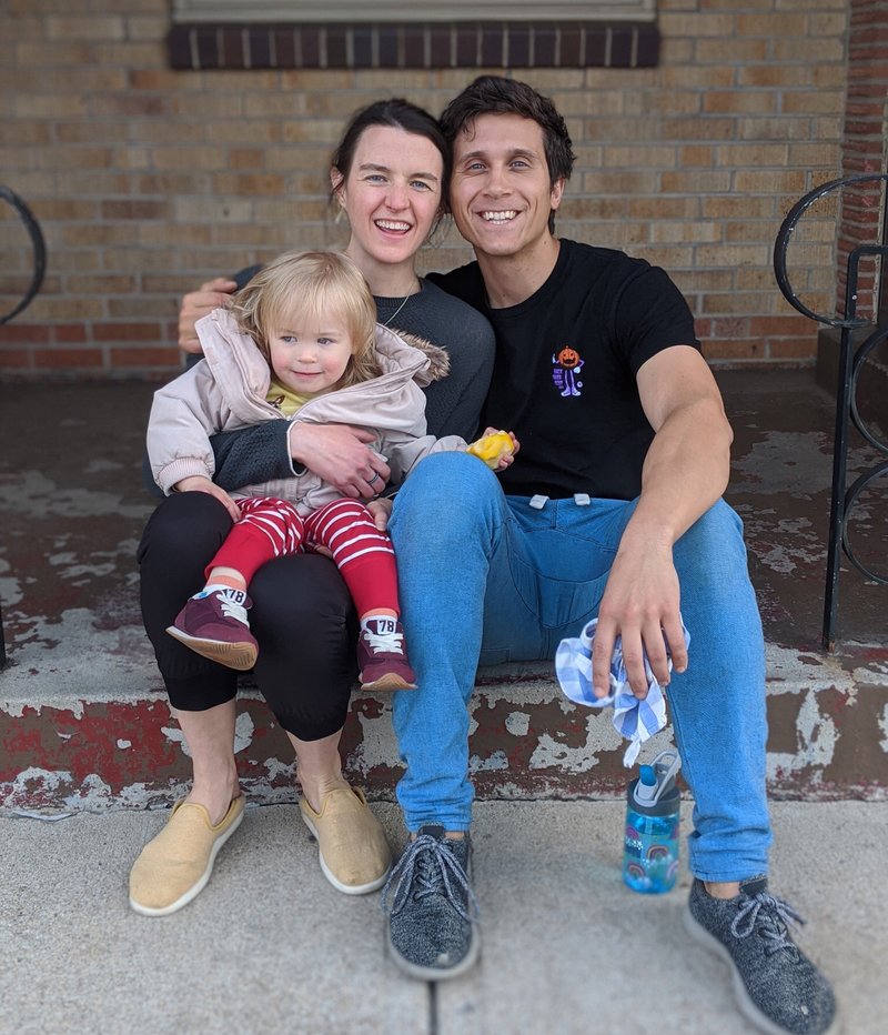 First photo on our stoop — with my cousin’s daughter, Olivia!