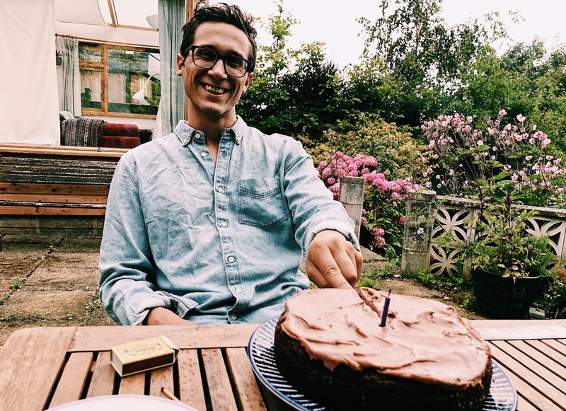 Sheila surprised me with chocolate tahini cake for my birthday