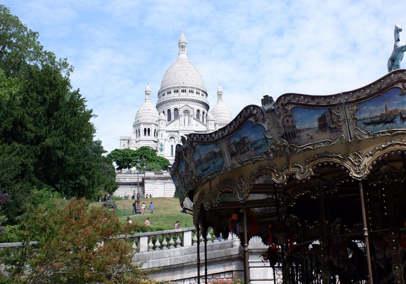 View of the Sacré-Cœur and carousel, which we have not ridden… yet