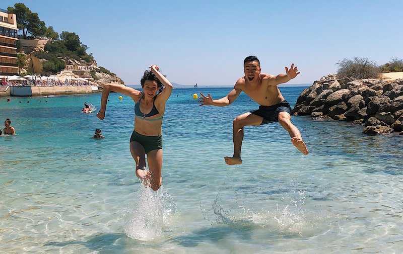 Sheila and Hue doing Mallorcan acrobatics