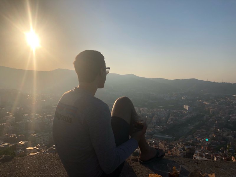 James, vermouth in hand, on top of the Bunkers hill