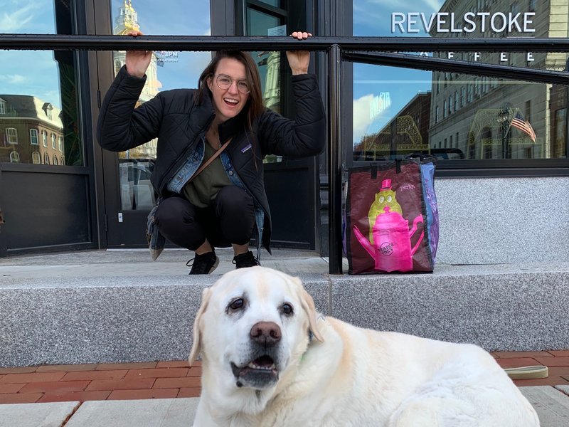 Sheila & Mango outside Revelstoke in Concord, NH - one of our new favorite places!