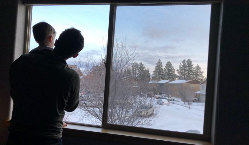 Added this one once we arrived to Bend — Ocho and James checkin’ out the snowy view