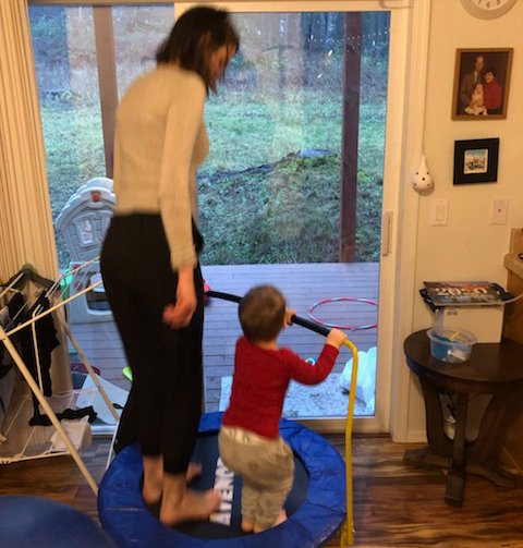 Trampoline time before daycare