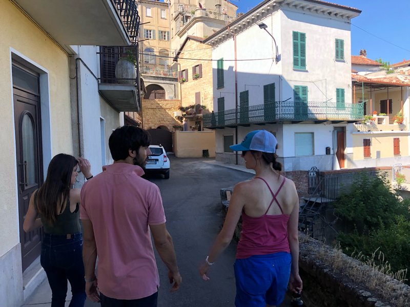 The first night in Vignale, walking Mattia’s neighborhood and staying in the shade!