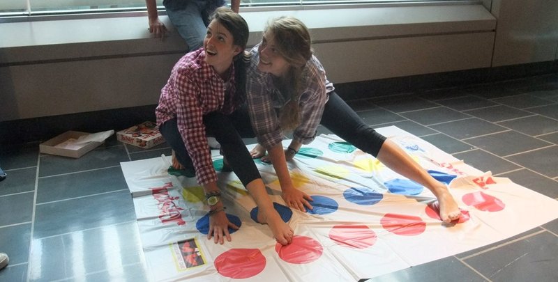 Rachel & I playing twister at an airport in Europe. Part of our high school Spanish trip where we decided to also bring and play twister in various famous areas
