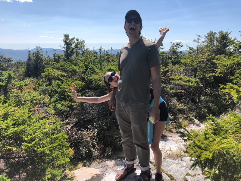 Hiking Bald Mountain, apples in hand