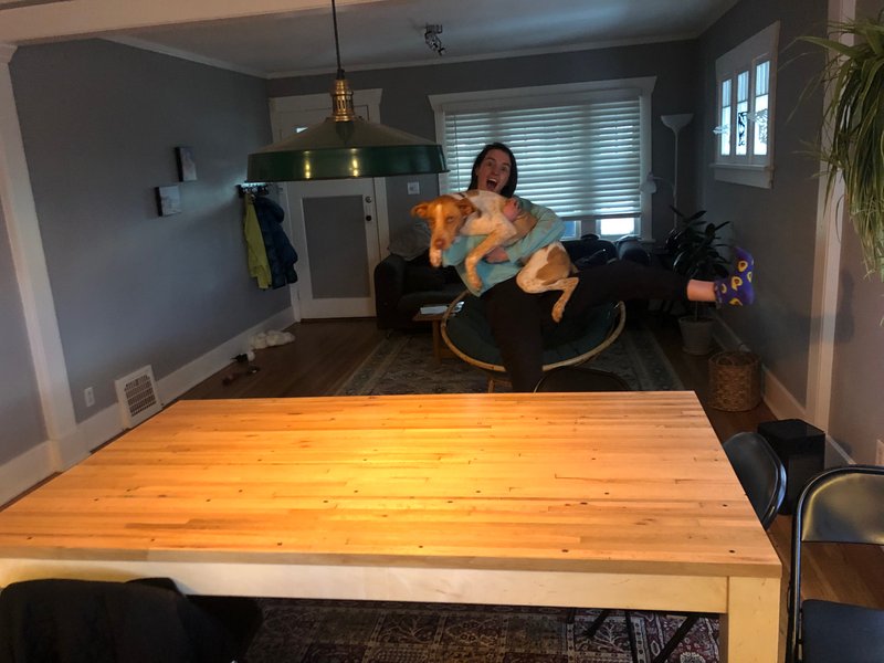 We made a farmhouse table with the help of Sheila’s cousin Evan!