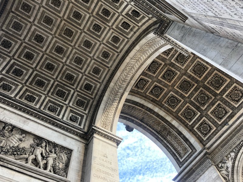 Another perspective — Looking up at the Arc de Triomphe