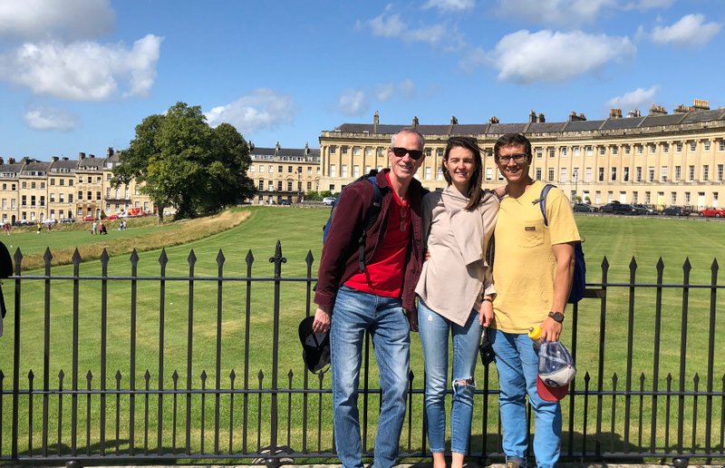 An especially sunny day in England.  I think my dad brought the sunshine with him!